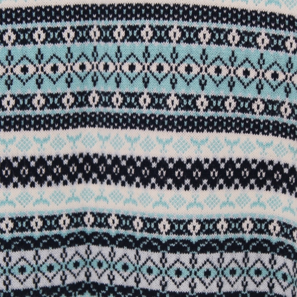 Croft‎ & Barrow $54 XXL Navy Teal White Fair Isle Button Front Knit Sweater - Picture 11 of 12